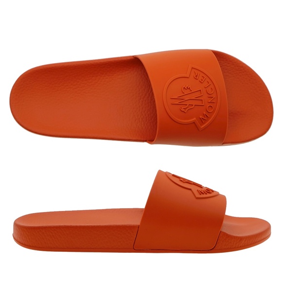 Moncler Basil Slides Orange Rubber Size 45 / 12 US New - Picture 1 of 6